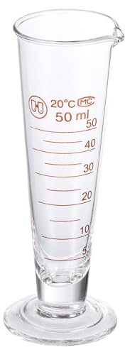TOGEVAL Vaso Medidor de Vidrio de 50 Ml Cónico Base Estable Resistente al Calor y Químicamente Resistente para Laboratorio de Química Probeta Graduada para Medición Precisa de Líquidos