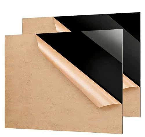 Wonninek 59,4x42cm Acryl Kunststoffplatte 3mm, Gussplatten Laserschneideplatten, Undurchsichtige Acrylplatten mit Schutzpapier für Bastelarbeiten Für DIY Kunsthandwerk Bilderrahmen - 2Stück - Schwarz
