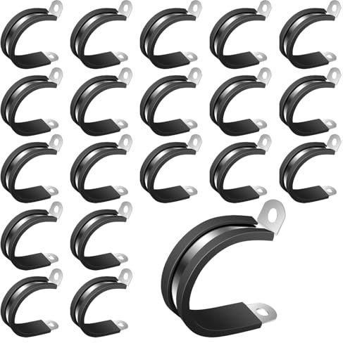 20 Stück 35mm P-Schelle, Edelstahl 304 mit Gummieinlage, Robuste P-Klemme, P-Klammer und P-Clip, Vielseitige Kabelschelle und Rohrschelle zur sicheren Befestigung