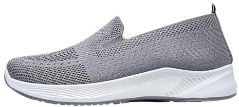 Damskor, sneakers, platt, promenadskor, dam, kudde, hälsoskor, fritid, sportskor, ultralätta ortopediska tennisskor, utan skosnören, slip-skor, mjuk sula, joggingskor, GRÅ, 35 EU