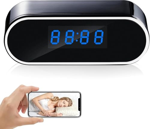 XAMOFAN Camera Espion 1080P Mini Camera Surveillance WiFi -Interieur 150° HorlogeCaméra Cachée Espion a Distance Discrete Supportant la Vision Nocturne et la Détection de Mouvement