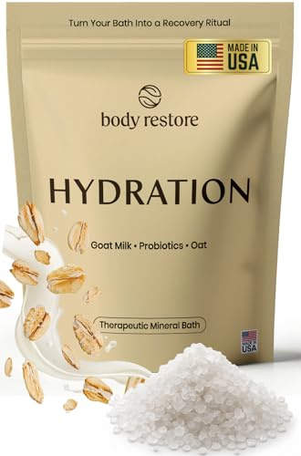 Body Restore Magnesium Bath Salts – Giftable Therapeutic Mineral Bath Soak with Goat Milk, Oat & Probiotics for Dry Sensitive Skin, Relaxation & Skin Barrier Support – Hydration