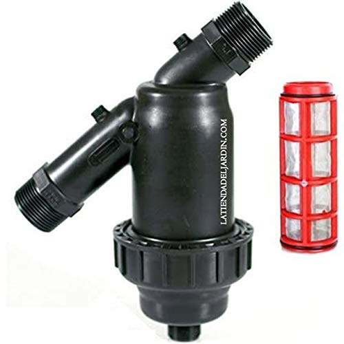 Filtre de maille 1 1/2. Capacité de filtration 120 mesh. Utilisé en installations d'arrosage et irrigation par goutte. Filetage mâle 1 1/2-50 mm. Cartouche intérieur de maille inclus