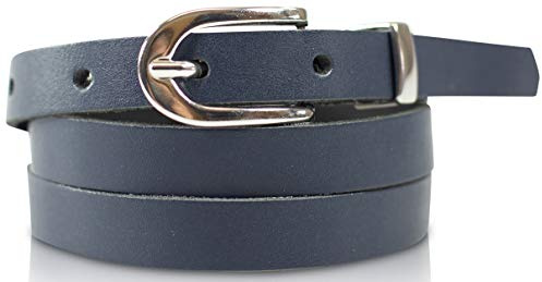fashionchimp Basic Damengürtel aus 100% echtem Leder, schmaler Gürtel, Breite ca. 1,5cm, Made In Germany (Marineblau, 100/BW85)
