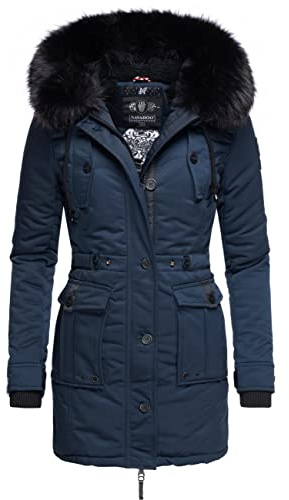 Navahoo Luluna Prc - Abrigo de invierno para mujer, parka de invierno con piel sintética extraíble, XS - XXL, azul, XS