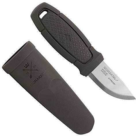 Morakniv Eldris Light Duty Messer Dark Grey mit 5,4 cm Langer Edelstahlklinge aus 12C27 Sandvik-Stahl mit rutschfestem TPE-Griff und Einer Polymerscheide