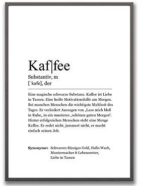 Ritter Mediendesign Kaffee Wörterbuch Bild Wandbild Kunstdruck Poster Din A4 Dekoration Geschenkidee Küche Wohnzimmer