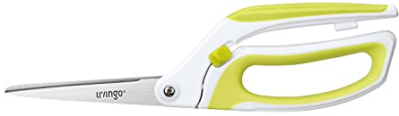 LIVINGO 25 cm Federunterstützte Stoffschere, Professionelle Schneiderschere für Maßschneider, Federbelastete, Robuste Scheren für Basteln mit Komfortgriff, Universell Einsetzbar (Grün/Weiß)