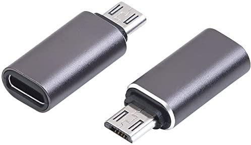PEARL C Kupplung: 2er-Set Adapter Micro-USB-Stecker auf USB-C-Buchse, Aluminiumgehäuse (MicroUSB auf Adapter, Aufladung Gerät Anschluss, Hub)
