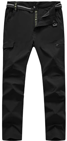 TBMPOY Men's Hiking Work Cargo Pants Lightweight Waterproof Quick Dry Outdoor Mountain Pant Summer Fishing Camping Black XL