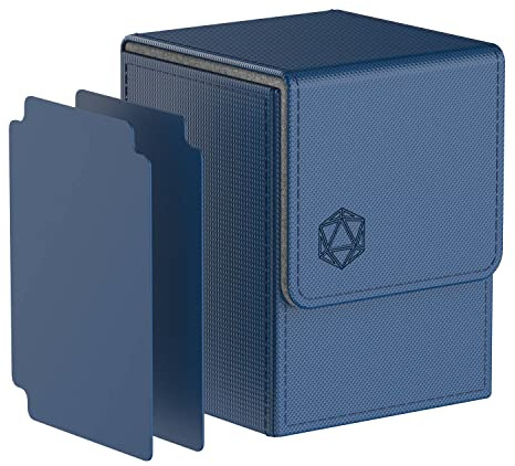 Pulchra Estuche para TCG, Magnetic Flip Box con 2 Divider, Tamaño Grande para 100+ Cartas, Deck Box - Dado Diseño (Azul)