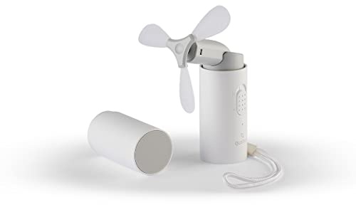 Tragbarer Mini-Lüfter mit wiederaufladbarem Akku, tragbarer Ventilator leise mit Powerbank im Lieferumfang enthalten, Ventilator mit 2 Geschwindigkeiten, Taschenventilator, Farbe: Weiß. QUSHINI