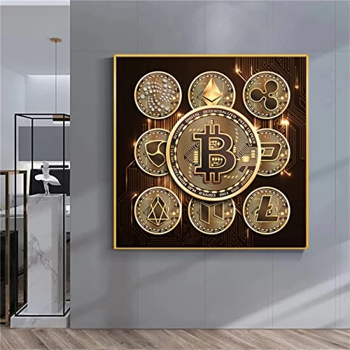Diamond Painting Bilder,5D DIY Diamant Painting Vollbohrer Kit, Luxus Bitcoin Landschaft 50x50cm Malen nach Zahlen Diamant,Geschenk für Erwachsene Kinder,Arts Craft für Home Wand Decor