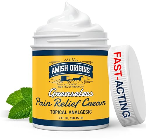 Amish Origins Pain Relief Cream, Maximum Strength Deep Penetrating for Joint, Muscle, Knee, Back, Feet, Hand, Ankle, Aches, 7 fl oz (Pack of 1)
