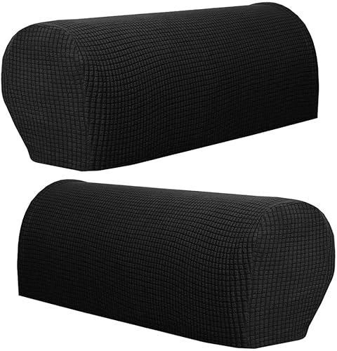 Skybook 2 STK. Elastische Armlehnenbezüge, Armkappen, für Sessel, Sofa, Sessel, Couch Stretchy Armlehnenbezug, bequem, elastisch, wasserfest, Couch Armlehnenschoner (# Schwarz)