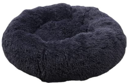 Zoomlie Plüsch-Donut-Haustierbett, warmes Hundehütte, Welpensofa mit weichem Kissen, rundes Höhlenbett, Haustier-Katzenbett, rutschfest, waschbar (60 x 60 cm), Grau 2)