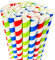 Milkshakes Straws,Paper Smoothie Straws 9mm Wide Disposable Biodegradable Drinking Straws for Slushies Bubble Boba Tea Juice Jumbo Shakes Malts Frozen Drinks,Birthday Party Accessories,66PCS Stripes