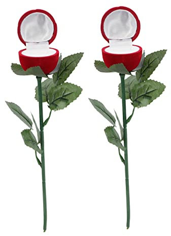 Alipis 2pcs Rose Boîte À Bagues Décoration À La Main Proposition Bague En Forme Coeur Porte-Bague Fleur Anneau Boîtes Rangement Rose Bijoux Cadeau Boîte 1740PV176KS4 Rouge 27x4cm