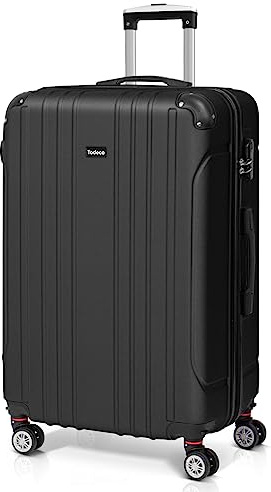Todeco Valise Moyenne Taille ABS Valise de Voyage 68x45x26cm Noir