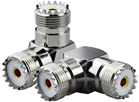 YILIANDUO CB-Funk Adapter PL-259 Stecker 50Ω UHF Buchse zu Buchse rechter Winkel SO-239 Koaxialkabel Adapter für UHF VHF Amateurfunk CB-Funk Antenne Packung 2