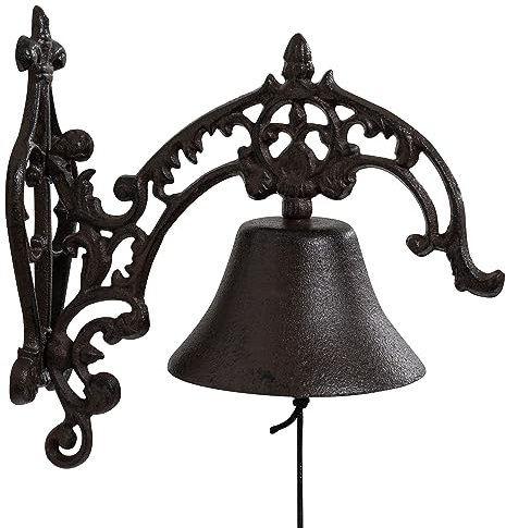 Woodside Cast Iron Door Bell, Classic/Antique/Vintage Style for Front Door and Garden, Decorative & Functional