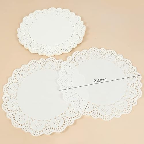 QIUMING 100 pcs Blanc Rond Papier Napperons Napperon Dentelle Napperons pour Tables De Mariage De Noël Fête d'anniversaire Gâteau Napperon Décoration De Table