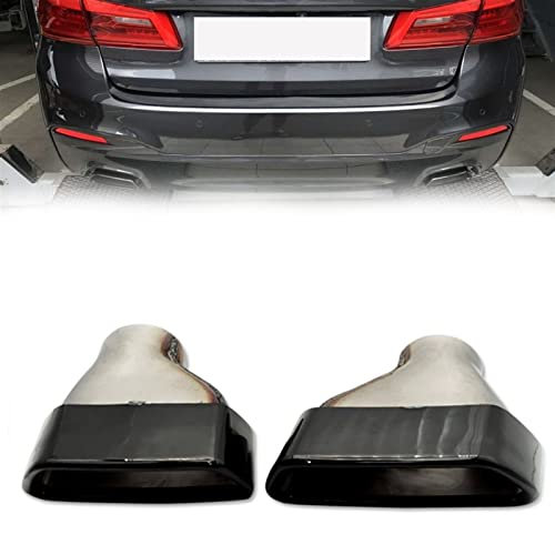 WEHOMY Edelstahl-Endrohr-Auto-Schalldämpfer-Endrohr Für BMW 5er 520i 530i 528i G30 G38 Auspuffblenden (Color : Schwarz)
