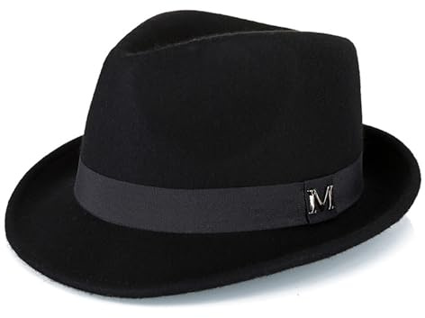 FREEBIRD99 100% Wool Felt Panama Fedora Hat Short Brim Trilby Flat Hat for Men Women (US, Numeric, 7, 7 1/4, Black)