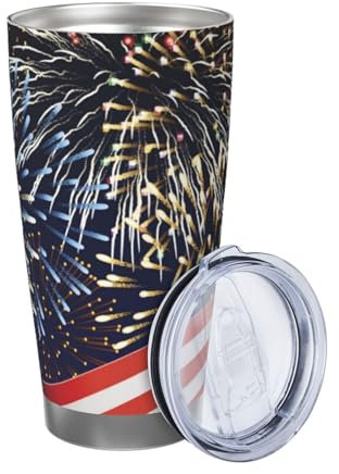 BONDIJ 20oz Tumbler with Lid USA Flag Print Insulated Tumbler Stainless Steel Insulated Cups Vacuum Insulated Coffee Ice Cup Double Wall Car Travel Mug for Car Office Desk Home