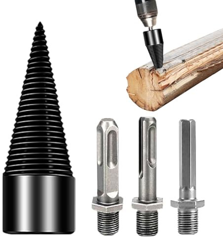 MOZMY Fendeur de bûches - 32 mm - Fendeur de bois de chauffage - Foret à bois de chauffage - Fendeur de bois de chauffage - Fendeur conique - Fendeur de bois - Perceuse à bois