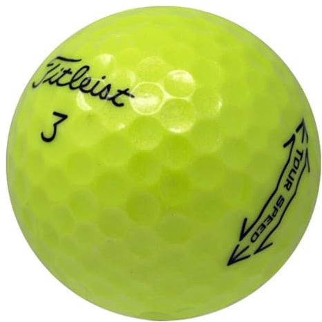 LostGolfBalls - 36 Titleist gelbe Tour Speed Golfbälle in makellosem Zustand, Modell 2023, wie neue Qualität, keine Logos, keine Spielermarkierungen, recycelte gebrauchte Golfbälle, Gelb