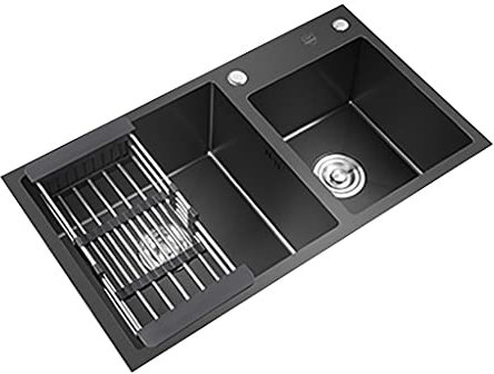 Waschbecken Doppelwaschbecken Küche Nano-Waschbecken Haushaltswaschbecken Geeignet für den Heimbalkon/Schwarz/72 * 40 cm