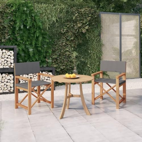 CKioict Esszimmerstühle Terrassenstühle Balkonset Regiestühle 2 STK. Massivholz Teak GrauGeeignet für Terrassen, Rasenflächen, Bauernhäuser