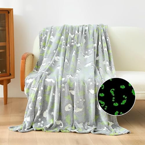 LAT Couverture Douillette pour Enfants, Couverture Brille dans Le Noir idéale comme Cadeau pour garçons et Enfants, Dinosaures