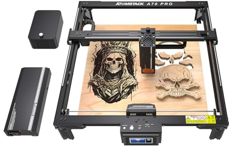 ATOMSTACK A70 Pro Laser Graviermaschine mit 60L/min Luftunterstützung, Offline Gravur, Laser Cutter Lasergravierer für Dekoration, DIY-Kreation, Metallmarkierung, Größerer Arbeitsbereich 400 * 500mm