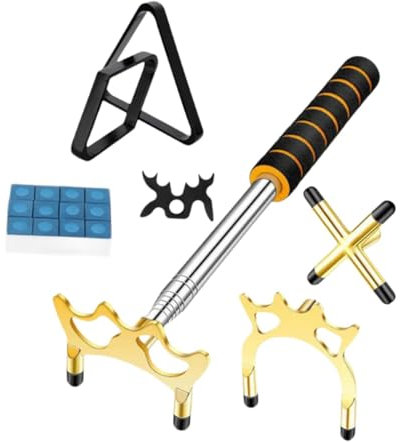 JISADER Pool Bridge Stick Set mit Brückenkopf Leichter Pool-Queue-Halter Billard-Queue-Zubehör Snooker-Pool-Queue-Brücke für Party, Schwarz und Gold