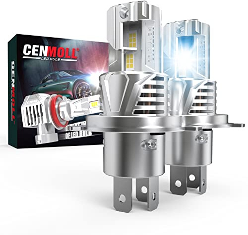 Cenmoll Ampoule H4 Led, 600% Luminosité 120W 24000LM 6000K Blanc Froid Ampoule HB2 9003 H4 Led Voiture Canbus Sans Erreur Tout-en-Un Design Halogène Kit de Conversion de Remplacement, Pack de 2
