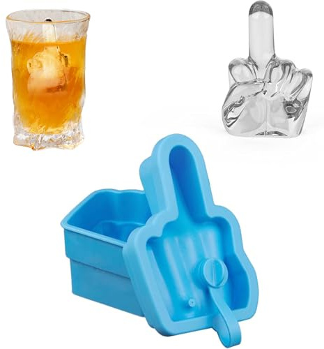 Middle Finger Ice Cube Mold, Easy-Release Silicone Ice Cube Tray, Fun Finger Ice Cube, Leak-Proof, Reusable, Dishwasher Safe, BPA Free, Idea for Whiskey, Cocktails, Coffee, and Drinks,Creative Gifts