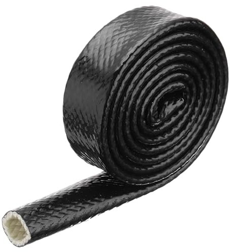 QUARKZMAN 0.8 ID 5ft Nastro Fibre Vetro Rivestito Silicone Guaina Antincendio Schermato Termicamente, per Tubi Flessibili Automobilistici, Cavi Elettrici, Nero