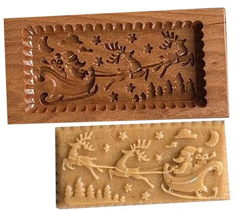 Cutter di biscotti di Natale, francobolli per biscotti natalizi, stampi per biscotti in legno Babbo Natale a forma di legno