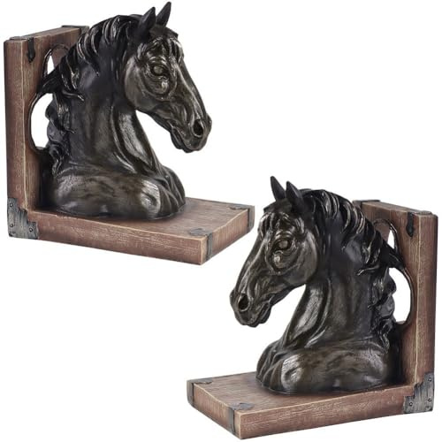 Lpitoy 1 Paar Pferdekopf-buchstütze, Vintage-Pferdekopf-Statue, Dekorative Buchstütze, Multifunktionale Pferdeverzierung, Buchstütze Für Büro