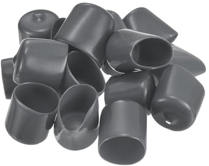 sourcing map 50pcs Rubber End Caps 25mm(1) ID Vinyl PVC Round Tube Bolt Cap Cover Screw Thread Protectors Dark Grey