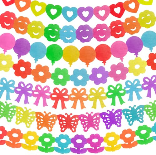 RYAN 7 Pezzi Ghirlanda Colorata di Carta 3m Festoni Compleanno Bambina Decorazioni Appeso per Festoni Carnevale Decorazione Festa