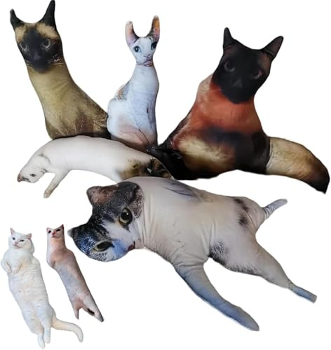 LongGenius Katzenkissen, hässliches Katzenkissen, hässliches Kissen, 3D-Form, 34 cm, personalisierbar, hässliches Haustierkissen, Haustierliebhaber, Geschenk, Hundekissen, Haustier-Fotokissen,