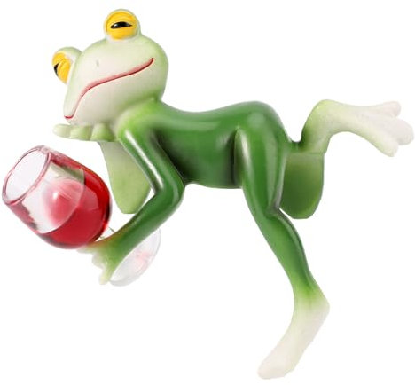Lyreh Wine Glass Frog Planter Decor, Funny Resin Frog Statue Flower Pot Hugger Figurines Flower Pot Decor for Outdoor Garden Yard Lawn Patio Ornament