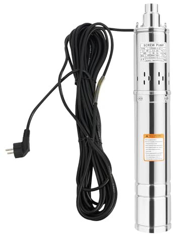 Tiefbrunnenpumpe Schraubenpumpe Brunnenpumpe Edelstahl Wasserpumpe Gartenpumpe Rohrpumpe 500W, 2000l/h, max Förderhöhe 100m Bewässerung oder Wasser-Versorgung