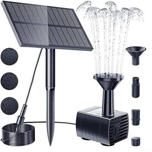 Entgoinggo Solar Water Pump Fountain Kit 5W 5V | With Plug-in Panel, 180L/h Flow Rate, For Garden Pond Birdbath Decoration