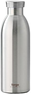 Forge Elements Stainless Steel Water Bottle-Double Wall Vacuum Insulated Metal Water Bottle-Hot & Cold-Leak Proof-BPA Free-Eco Friendly & Reusable-Gym,Sports,Travel,Outdoors(Brushed Steel 17oz/500ml)