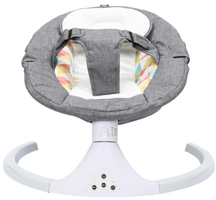 UHDUIG Elektrischer Babyschaukelstuhl Babywippe mit Dreipunktgurt mit Fernbedienung und Direkt-Touch-Tasten kann Voreingestellte Schlaflieder, für Babys