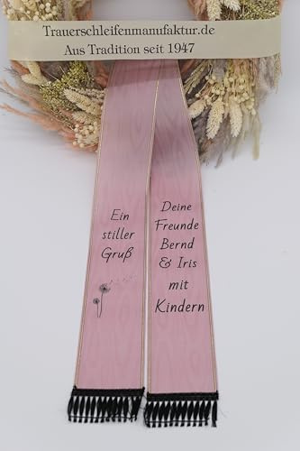 Moiré Trauerschelife, Schleife für Trauerkranz Trauergesteck, Grabschleife bedruckt verschiedene Farben und Breiten (Rosenholz, 10 cm für ein Gesteck oder kl. Kranz)
